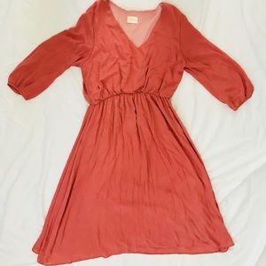 Flowy, Rosy Midi Dress, 3/4 sleeve